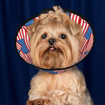 Adjustable Pet Recovery Collar for Dogs After Surgery Novelty American Flag, Soft Dog Cone for Large Medium Small Dogs, Lightweight and Breathable, Prevent Licking
