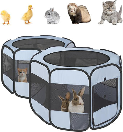 Pet Playpen Pop up Small Pet Cage Enclosure Tent Chick Run Brooder Coop Foldable Kennel for Kitten Ferret Puppy Guinea Pig Rabbit Hamster Chinchillas(No Divider, Unified Space)