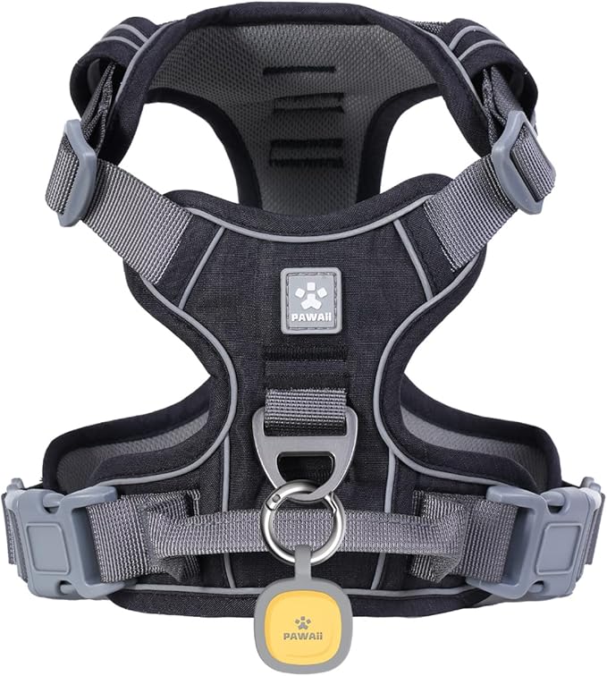 Pawaii No Pull Dog Harness with Pet ID Tag,Reflective Strips No Choke Front O Ring Breathable Mesh Adjustable Soft Padded Pet Vest with Easy Control Handle for Medium Dogs