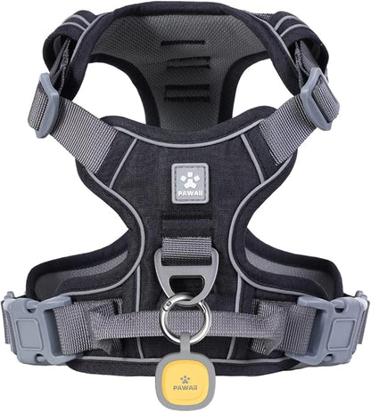 Pawaii No Pull Dog Harness with Pet ID Tag,Reflective Strips No Choke Front O Ring Breathable Mesh Adjustable Soft Padded Pet Vest with Easy Control Handle for Medium Dogs
