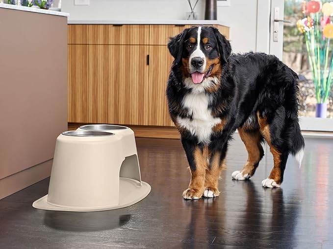 WeatherTech Double High Pet Feeding System - Elevated Dog/Cat Bowls - 10 inch High Tan (DHC6410TNTN)
