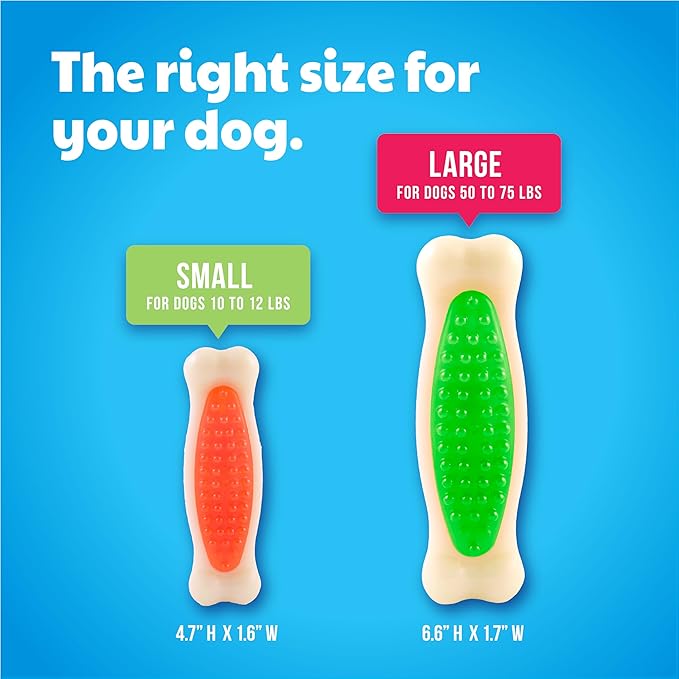 Hartz Chew 'n Clean Tuff Bone Bacon Scented Dental Dog Chew Toy - Large