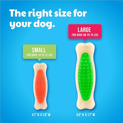 Hartz Chew 'n Clean Tuff Bone Bacon Scented Dental Dog Chew Toy - Large