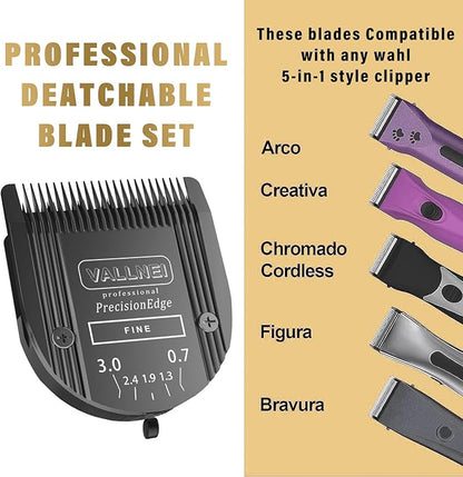 5-in-1 Replacement Clipper Blade, Detachable & Adjustable Dog Grooming Blade Compatible with Wahl Arco, Bravura, Chromado, Creativa, Figura, Motion & SuperGroom (Black 2 Pack)