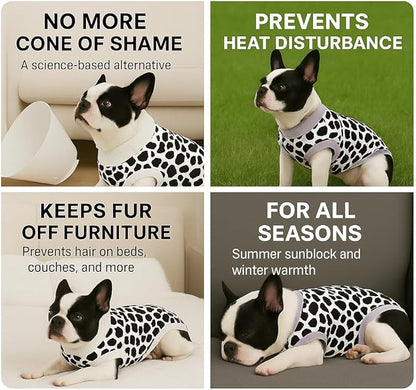 PetWarm Dog Surgical Recovery Suit, Dog Cone Alternative After Surgery, Covers Wounds, Prevents Licking, Fashionable and Protective, Lightweight and Breathable, Leopard Pattern, White, M