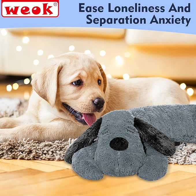 WEOK Puppy Heartbeat Toy for Separation Anxiety Relief, Heartbeat Stuffed Animal Anxiety Calming Behavioral Aid Plush Toy for Dogs Cats Pets