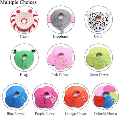 Soft Dog Cone for Small Dogs Flower Dog Cone Collar Adjustable Surgery Recovery Collar for Dogs Frog, Cow, Elephant Pet Cones foe Dogs (Green Flower, M)