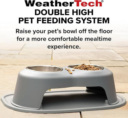WeatherTech Double High Pet Feeding System w/Plastic Dog/Cat Bowls - 3" High Stand Dark Grey (PDHC0803DGDG)