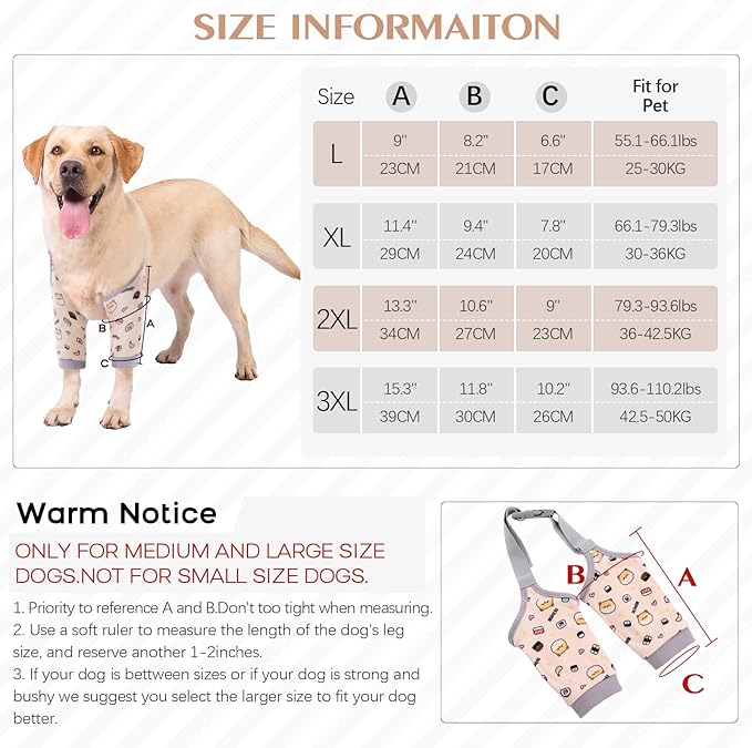 ROZKITCH Dog Surgery Leg Sleeve for Front Legs, Pet Prevent Licking Wound Elbow Knee Protector, Dog Leg Sleeve to Stop Licking Cone Collar Alternative for Sprain ACL CCL Arthritis Cute Dog 3XL