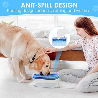 AONKEY 3L Dog Water Bowl No Spill, 101oz Large Spill Proof Dog Bowl Reduce Refill, Anti Splash No Mess Dispenser Dripless Slow Drinking Water Bowl for Sloppy Messy Drinkers (Navy Blue)
