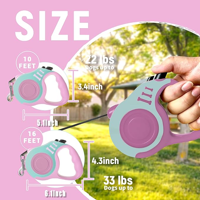 Retractable Dog Leash Automatic Telescopic Tractor Dog Tape, Pet Tape 10/16 FT Durable and Convenient, with Non-Slip Handle, Suitable for Small and Medium-Sized Dogs