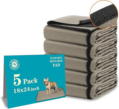 Bunlitent Washable Pee Pads for Dogs 18" x 24", 5 Pack, Potty Buddy for Dogs Washable, Dog Training Pads with Quick Dry, Large Anti-Slip Whelping Pad for Pet, Playpen, Incontinence, Housebreaking