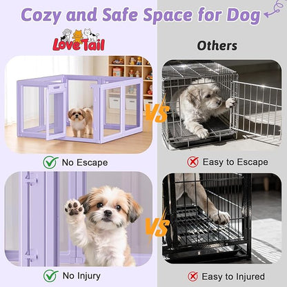 DIY Clear Acrylic Dog Playpen House,Quick Easy Assembly and Disassembly,Strong Floor Suction,Indoor and Outdoor Use,Easy Cleansing Puppy Fence (Purple, 23.6" H, 8PCS)