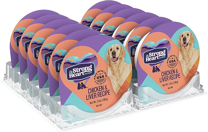 A Strong Heart Wet Dog Food Cups, Chicken & Liver Recipe - 3.5 oz Cups (Pack of 12), Made in The USA with Real Chicken & Liver