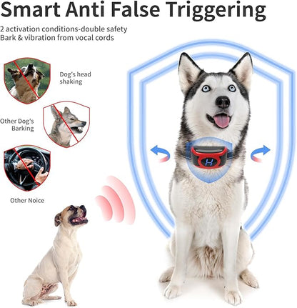 2 Pack No Shock Vibration Bark Collar for Large & Medium Dogs - Safe & Humane Dog Bark Collar with Beep & Vibration, 3 Adjustable Sensitivity Levels, 100% IPX7 Waterproof Dog Training Collar