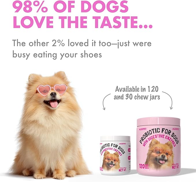 Probiotics for Dogs Natural Digestive Enzymes Prebiotics for Allergy Itch Relief Gut Flora Coprophagia Bowel Support Treatment Anti Diarrhea for Dogs Pet Health Immune System Support 120 Soft Chews