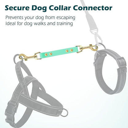 PetBonus Dog Collar Safety Clip, Waterproof Backup Safety Strap for Dog Harness to Prong Collar, Odor Proof Double Ended Clasp Leash Connector for Training Walking (Mint Green)