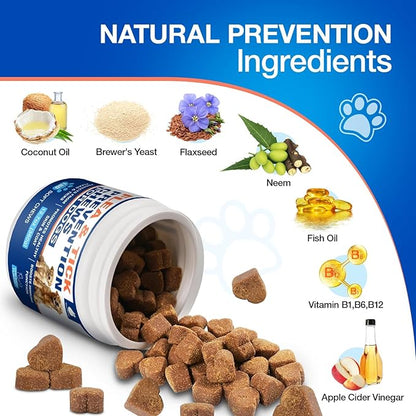 180 Cts, Flea and Tick Prevention for Dogs Chewables, Oral Flea Pills for Dogs Puppy, Natural Dog Flea and Tick Treatment, Skin & Coat Support Supplement, Soft Chews