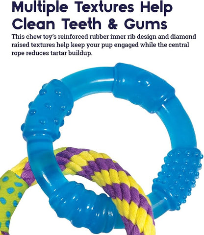 Petstages Dental Links Dog Chew Toy – Puppies & Adults, Strong Chewers, Multiple Textures & Rope, 8.5" x 4" x 1"
