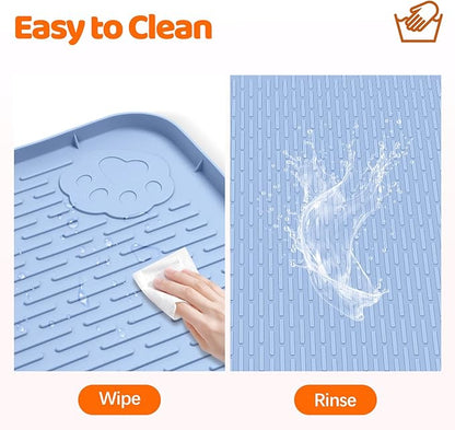 Pee Pads for Dogs, 34" x 22" Extra Large Reusable Silicone Mat, Washable Puppy Training Pads for Potty Training, Non-Slip, Leak-Proof, Indoor Floor Protection (Blue)