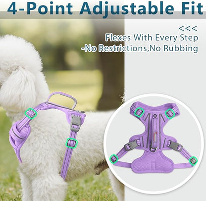 BARKBAY Dog Harness No Pull with ID Tag Pocket - Heavy Duty, Reflective, Easy Control for Large Dogs(Violet Purple,S)