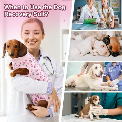 SAWMONG 2 Pack Dog Surgery Recovery Suit, Leopard Recovery Suit for Dogs After Surgery, Soft Polyester Spay Surgical Suit Female Male, Dog Onesie Body Suit Substitute Cone Alternative,2XL