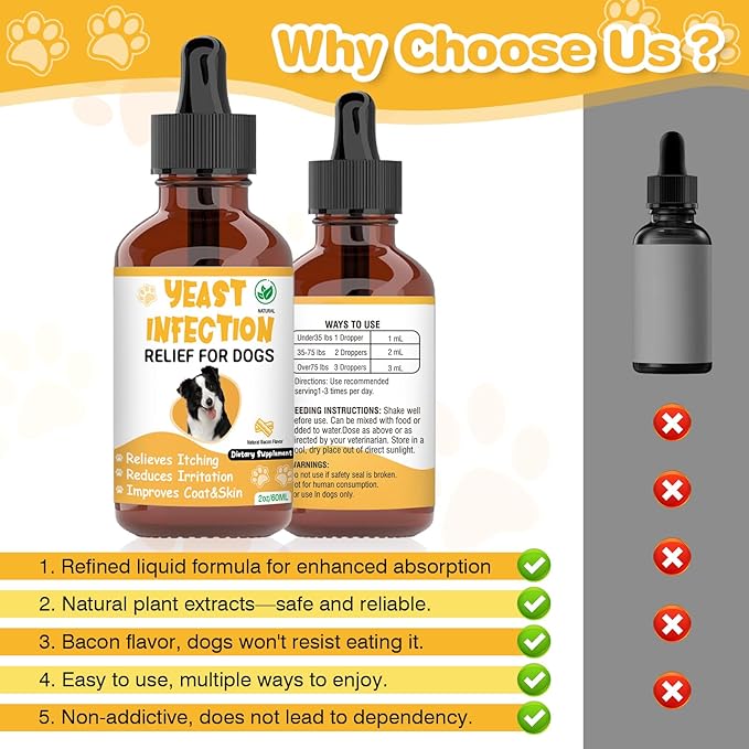 Natural Yeast Infection Treatment for Dogs,Supports Healthy Itch Relief,Inflammation Relief,Allergy Relief & More,Dog Ear Infection Treatment,Itch Relief for Dogs,Ear Infection Treatment for Dog