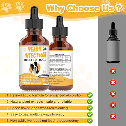Natural Yeast Infection Treatment for Dogs,Supports Healthy Itch Relief,Inflammation Relief,Allergy Relief & More,Dog Ear Infection Treatment,Itch Relief for Dogs,Ear Infection Treatment for Dog