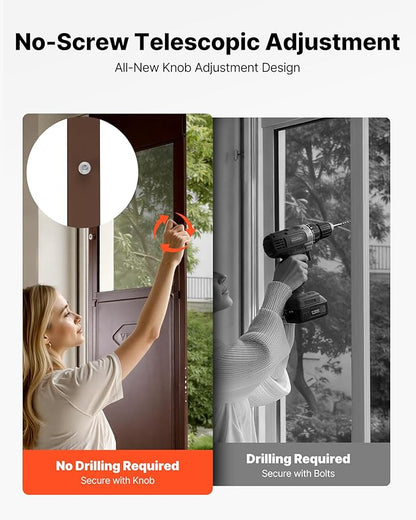 VEVOR Dog Door for Sliding Glass Door, 75 7/8 to 80 11/16 in Adjustable Height, Aluminum Alloy Frame with Rotating Hinges, Lock Design, 13 5/8 x 23 5/8 in Flap, Sliding Glass Pet Door for Renters