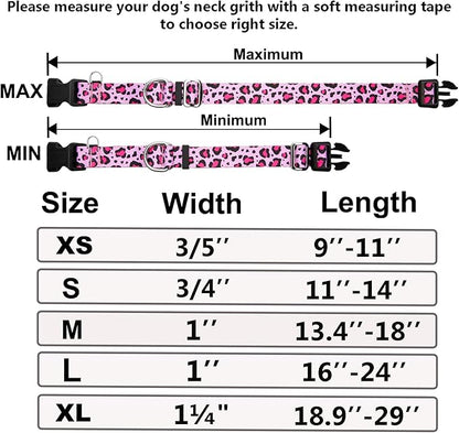 Martingale Collar for Dogs with Buckle No Pull Adjustable Nylon Limited Slip Training Dog Collars (Pink Leopard, Medium)