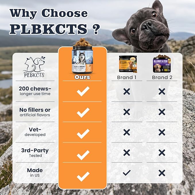 Dog Allergy Chews 200 Treats, Allergy & Itch Skin Relief Omega 3 Fish Oil Probiotics for Seasonal All Issues Allergies Skin & Hair, Gut, Immune Support-All Ages & Sizes Dogs Made in USA Chicken Flavor