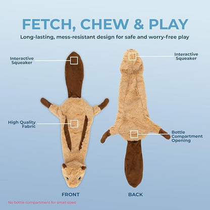 Best Pet Supplies Squeaky Dog Toys with Soft Durable Fabric for Small, Medium and Large Pets Interactive Toy for Indoor Play, Supports Active Biting and Play - Squirrel, Medium