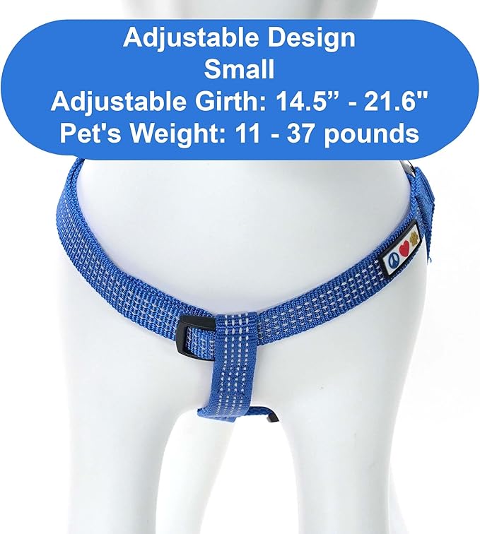 Pawtitas Reflective Step-in Dog Harness – Adjustable No-Pull Vest for Puppies to Seniors, Safe & Comfortable, S Blue