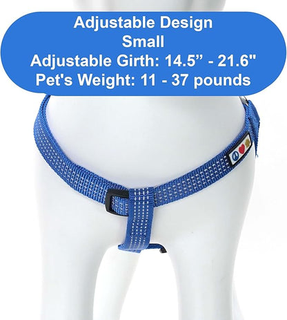 Pawtitas Reflective Step-in Dog Harness – Adjustable No-Pull Vest for Puppies to Seniors, Safe & Comfortable, S Blue