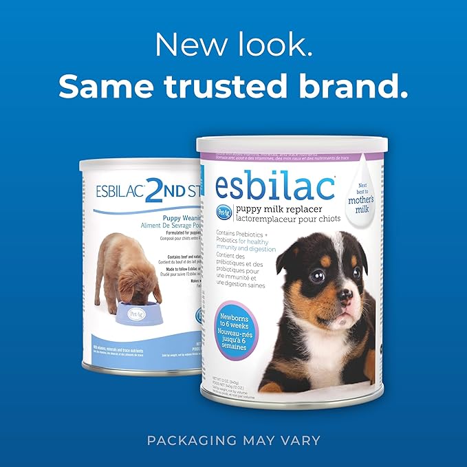 PetAg Esbilac Puppy Milk Replacer Powder - 12 oz, Pack of 2 - Powdered Puppy Formula with Prebiotics, Probiotics & Vitamins for Puppies Newborn to Six Weeks Old - Easy to Digest