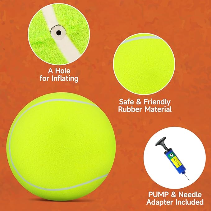 QDAN Giant Large Tennis Ball for Dogs: 9.5" Premium Balls for Dog for Outdoor Play, Big Tennis Ball Dogs Toy, Tennis Ball for Small Medium Large Dogs, Pet Balls Birthday, Yellow
