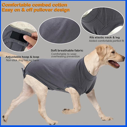 Dog Surgery Recovery Suit, Recovery Suit for Dogs Male Female Spay & Neuter, Anti-Licking Surgical Onesie for Dogs After Surgery Wear, Dog Cone Alternative (Blank Grey, XL)