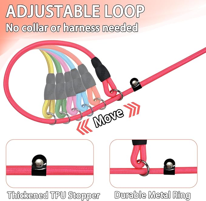 FOVRLZSE 6-Pack Nylon Slip Leads, 4.6FT for Small to Medium Dogs. 10mm high-Density Braided Nylon with Upgraded TPU Non-Slip Buckle, Macaron Colors, Perfect for Daily Walking & Puppy Training.
