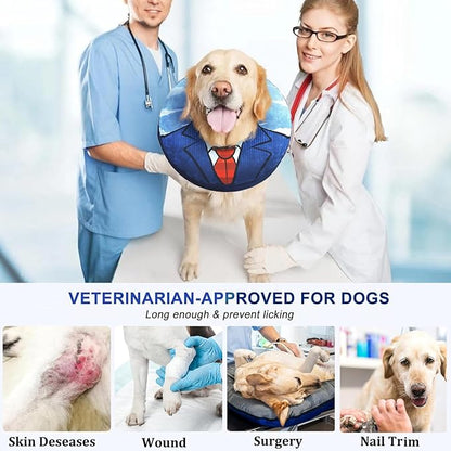 Inflatable Dog Cone Collar for Large Medium Small Dogs to Stop Licking, Soft Dog Cone Alternative Donut Collar After Surgery (Blue, L)