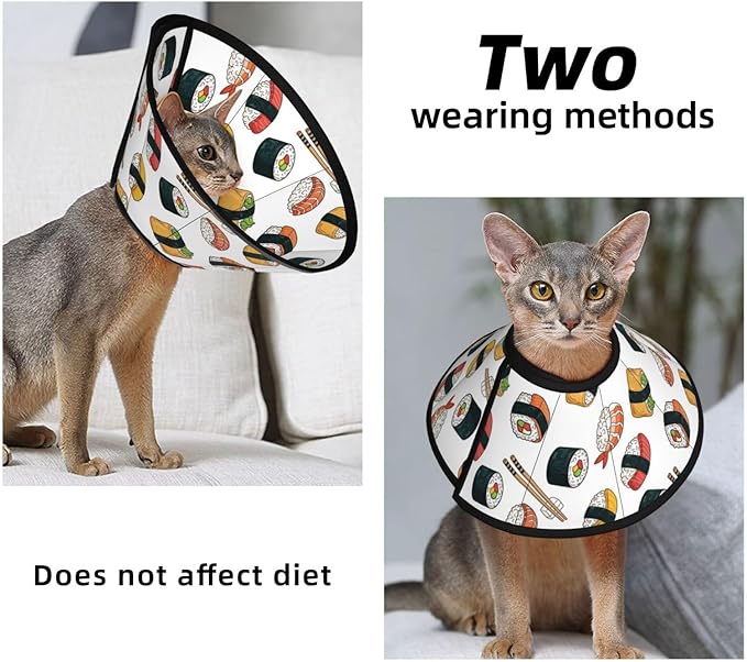 Comfy Pet Cone Collar, Adjustable for Dogs After Surgery, Anti-Bite Design, Perfect for Large Medium Small Dogs, Sushi
