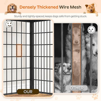 YATINEY Foldable Dog Crate Furniture, Dog Crate with DIY Frame, Heavy Duty Dog Kennel Indoor with Hooks, Wooden Dog Cage End Table, for Small/Medium Dogs, Rustic Brown and Black DC95BR
