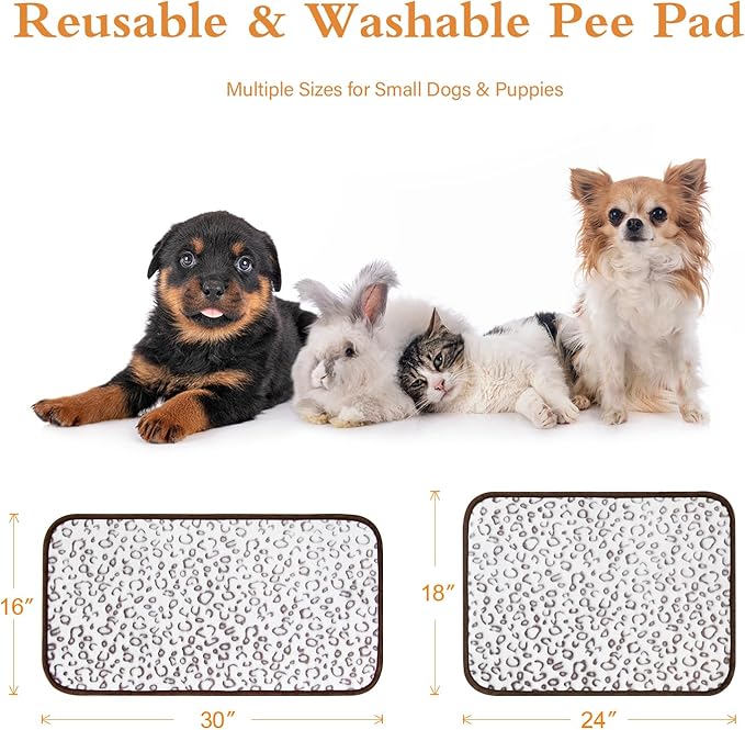 Qeils Reusable Puppy Pads, 2 Pack Washable Pee Pads for Dogs, Waterproof Non Slip Wee Wee pad, Absorbent and Leakproof Training Mats for Potty, Crate, Playpen, Bed, Sofa, 18"x 24"