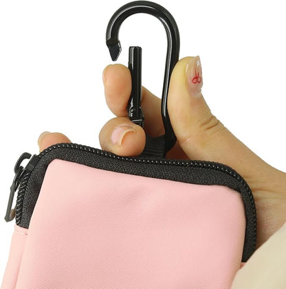 COOWONE Dog Treat Pouch Pocket Sized Pet Puppy Training Pouch for Dog Training Behavior Aids, Waterproof Nylon Fabric Dog Poop Bag Holder, Hands Free Dog Walking Bag with Metal Carabiner (Pink)