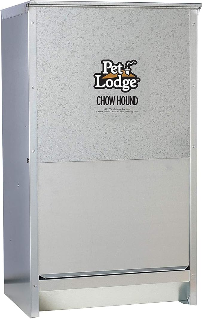 Little Giant 50 Pound Capacity Chow Hound Dry Food Automatic Steel Dog Feeder, with 13 Quart Galvanized Steel Ever-Full Pet Water Bowl Dish