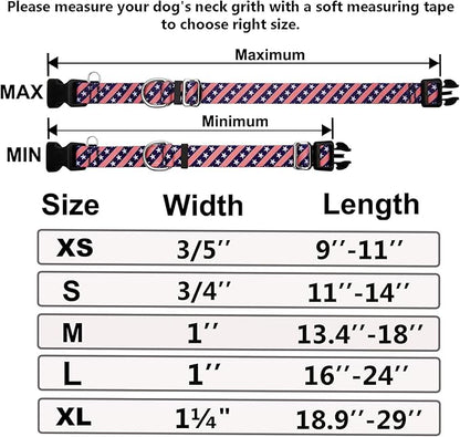 American Flag Martingale Collar for Dogs with Buckle 4th of July No Pull Adjustable Nylon Limited Slip Training Dog Collars (Navy Blue Flag, Small)