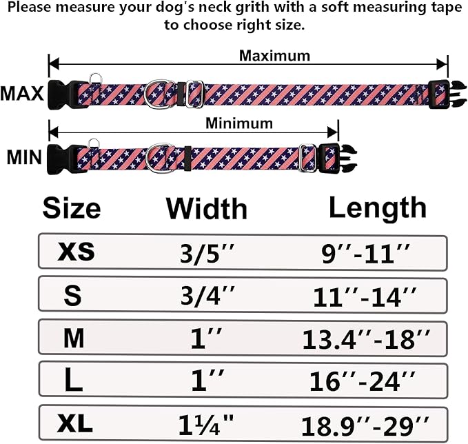 American Flag Martingale Collar for Dogs with Buckle 4th of July No Pull Adjustable Nylon Limited Slip Training Dog Collars (Navy Blue Flag, Medium)