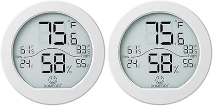 SECRUI Digital Hygrometer Thermometer for Room Temperature Humidity Meter Indoor Thermometer Accuracy Calibration LCD Temperature Sensor with Maximum and Minimum Records, TH1, White (Pack of 2)