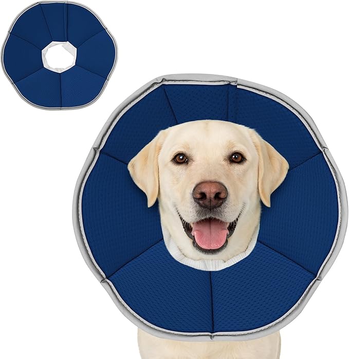 MAXFUT Dog Cone Collar,Soft Cone for Dogs to Stop Licking After Surgery,Non Inflatable Dog Donut Cone (Blue, XL)