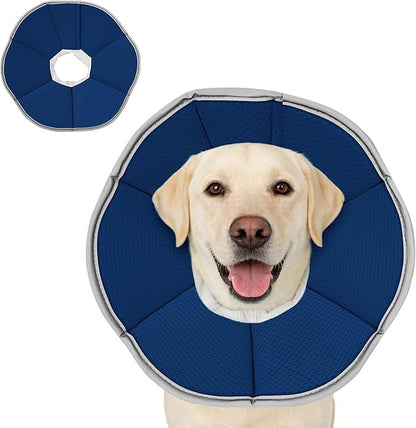 MAXFUT Dog Cone Collar,Soft Cone for Dogs to Stop Licking After Surgery,Non Inflatable Dog Donut Cone (Blue, XL)