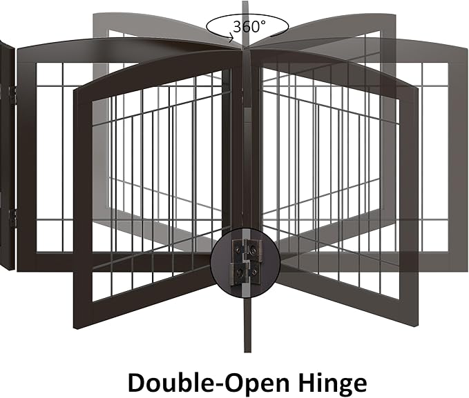 Dog Gate - 4 Panel Foldable Pet Gate Indoor for Doorways, House, Stairs, Freestanding Gate for Dogs - 80x24 -Inch Puppy Safety Fence by PAWLAND, Espresso